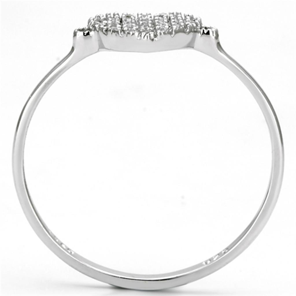 MATS133 - Rhodium 925 Sterling Silver Ring with AAA Grade CZ  in Clear