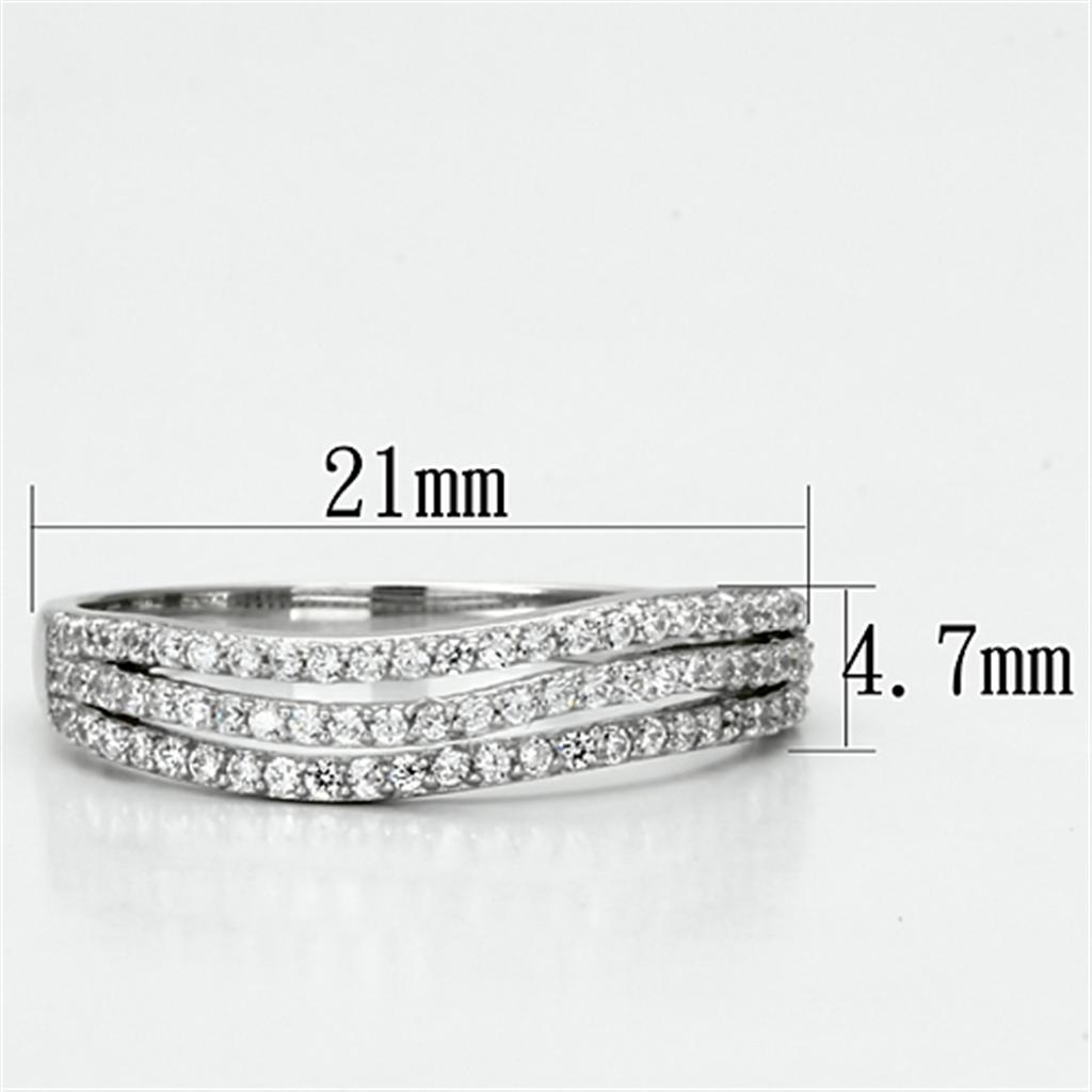 MATS135 - Rhodium 925 Sterling Silver Ring with AAA Grade CZ  in Clear