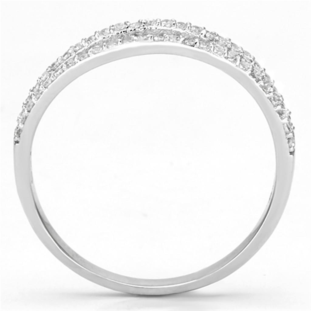MATS135 - Rhodium 925 Sterling Silver Ring with AAA Grade CZ  in Clear