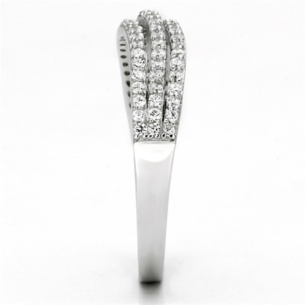 MATS135 - Rhodium 925 Sterling Silver Ring with AAA Grade CZ  in Clear