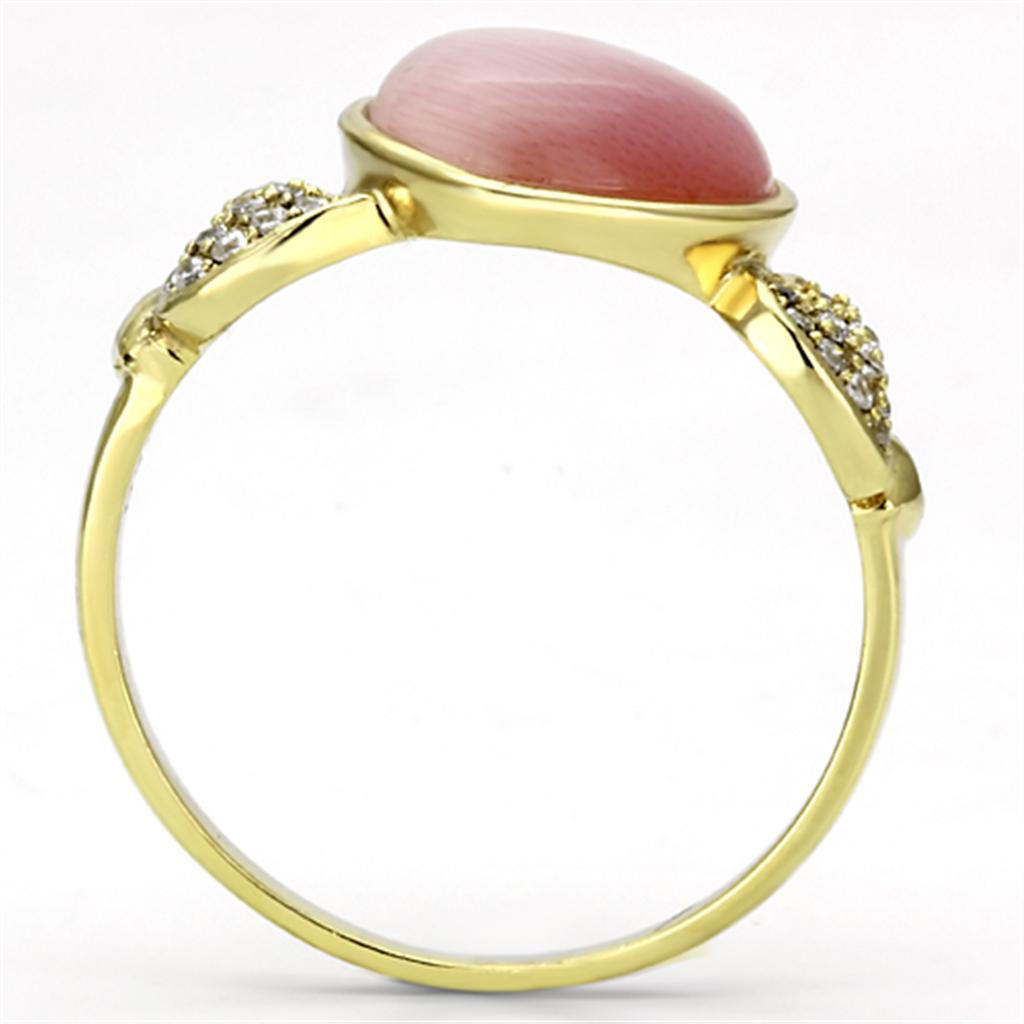 MATS136 - Gold 925 Sterling Silver Ring with Synthetic Cat Eye in Rose