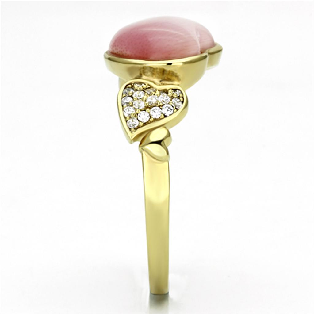 MATS136 - Gold 925 Sterling Silver Ring with Synthetic Cat Eye in Rose