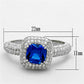 MATS137 - Rhodium 925 Sterling Silver Ring with Synthetic Spinel in London Blue
