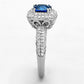 MATS137 - Rhodium 925 Sterling Silver Ring with Synthetic Spinel in London Blue