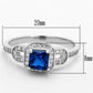 MATS138 - Rhodium 925 Sterling Silver Ring with Synthetic Spinel in London Blue