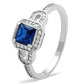 MATS138 - Rhodium 925 Sterling Silver Ring with Synthetic Spinel in London Blue