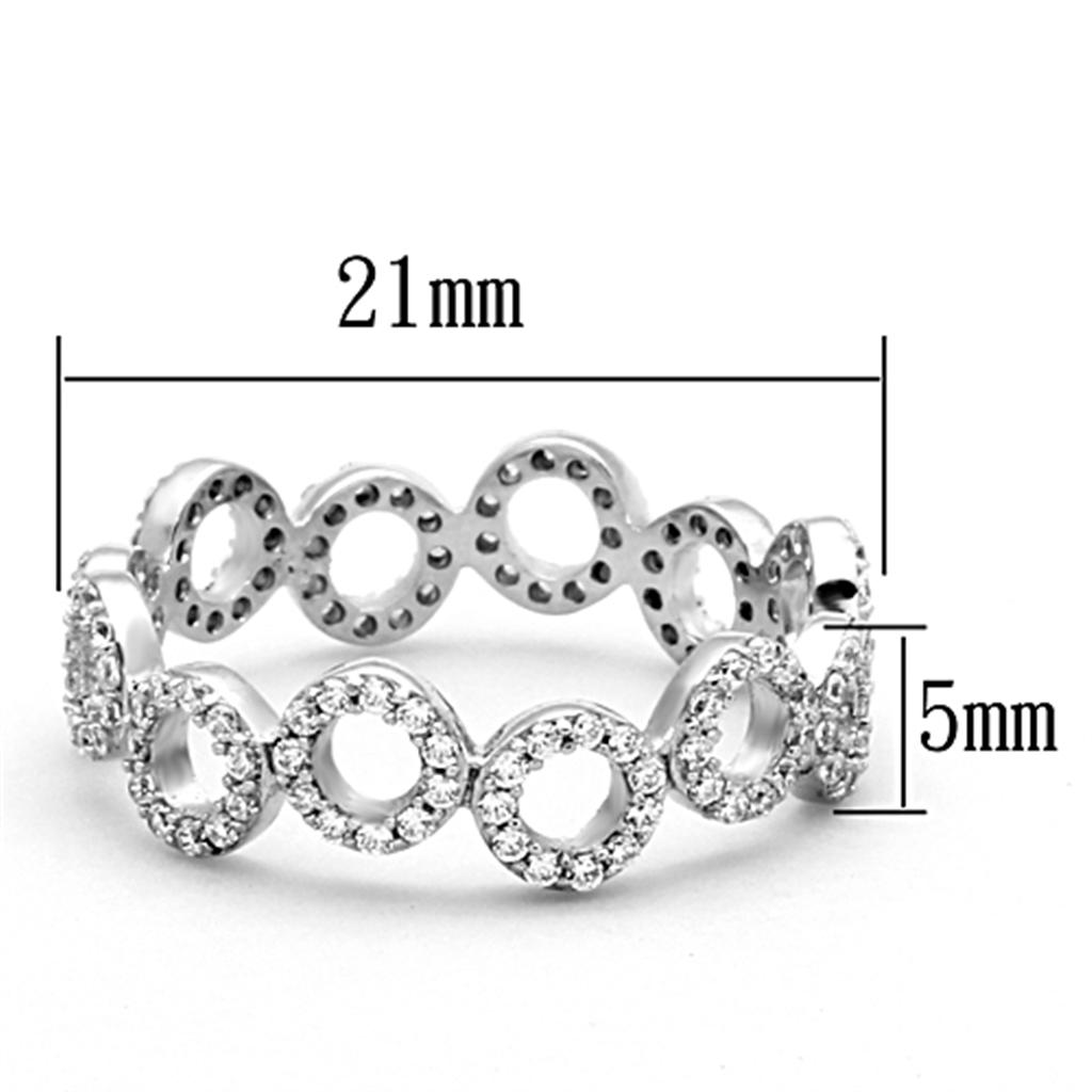 MATS139 - Rhodium 925 Sterling Silver Ring with AAA Grade CZ  in Clear