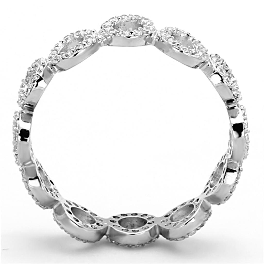 MATS139 - Rhodium 925 Sterling Silver Ring with AAA Grade CZ  in Clear