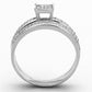 MATS140 - Rhodium 925 Sterling Silver Ring with AAA Grade CZ  in Clear