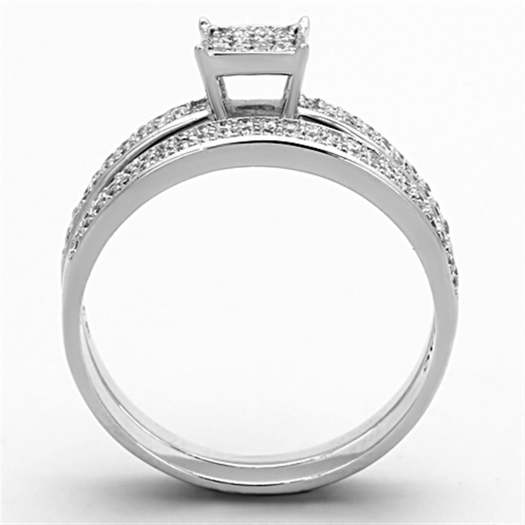 MATS140 - Rhodium 925 Sterling Silver Ring with AAA Grade CZ  in Clear