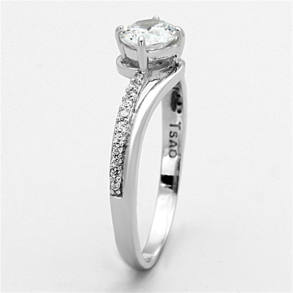 MATS141 - Rhodium 925 Sterling Silver Ring with AAA Grade CZ  in Clear