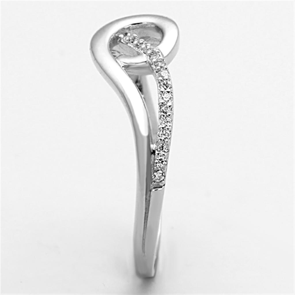 MATS142 - Rhodium 925 Sterling Silver Ring with AAA Grade CZ  in Clear