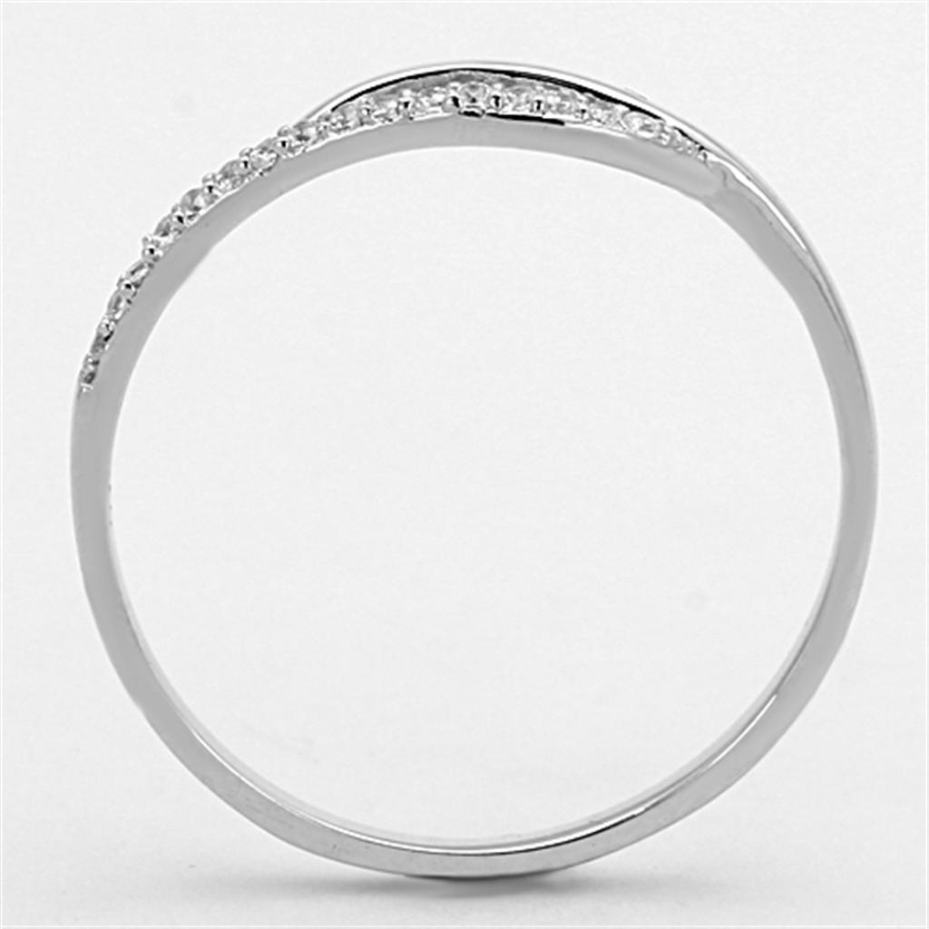 MATS145 - Rhodium 925 Sterling Silver Ring with AAA Grade CZ  in Clear