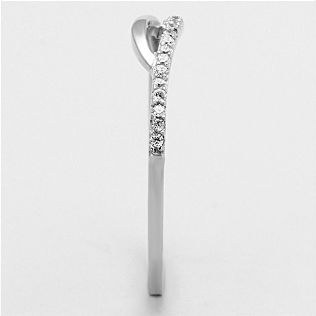 MATS145 - Rhodium 925 Sterling Silver Ring with AAA Grade CZ  in Clear