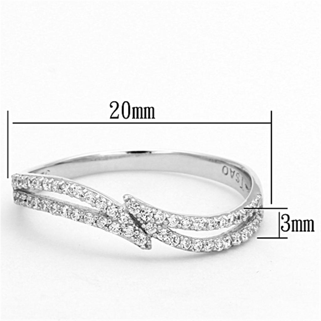 MATS146 - Rhodium 925 Sterling Silver Ring with AAA Grade CZ  in Clear
