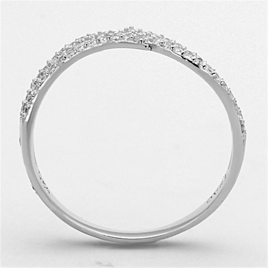 MATS146 - Rhodium 925 Sterling Silver Ring with AAA Grade CZ  in Clear