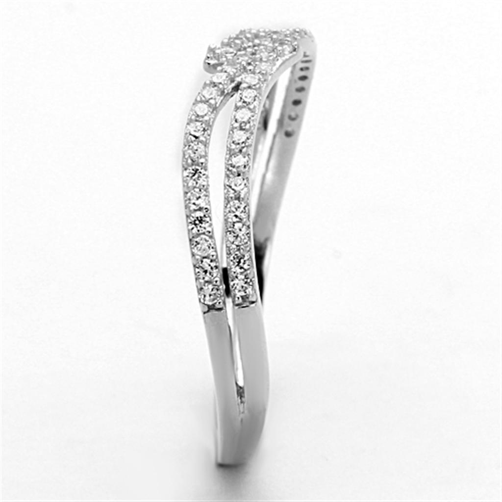 MATS146 - Rhodium 925 Sterling Silver Ring with AAA Grade CZ  in Clear