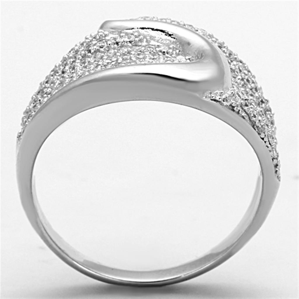MATS148 - Rhodium 925 Sterling Silver Ring with AAA Grade CZ  in Clear