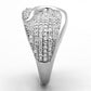 MATS148 - Rhodium 925 Sterling Silver Ring with AAA Grade CZ  in Clear