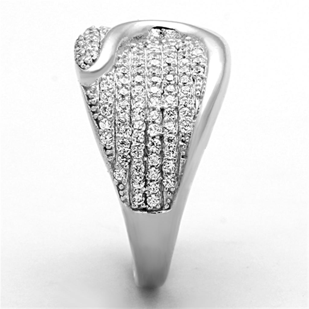 MATS148 - Rhodium 925 Sterling Silver Ring with AAA Grade CZ  in Clear