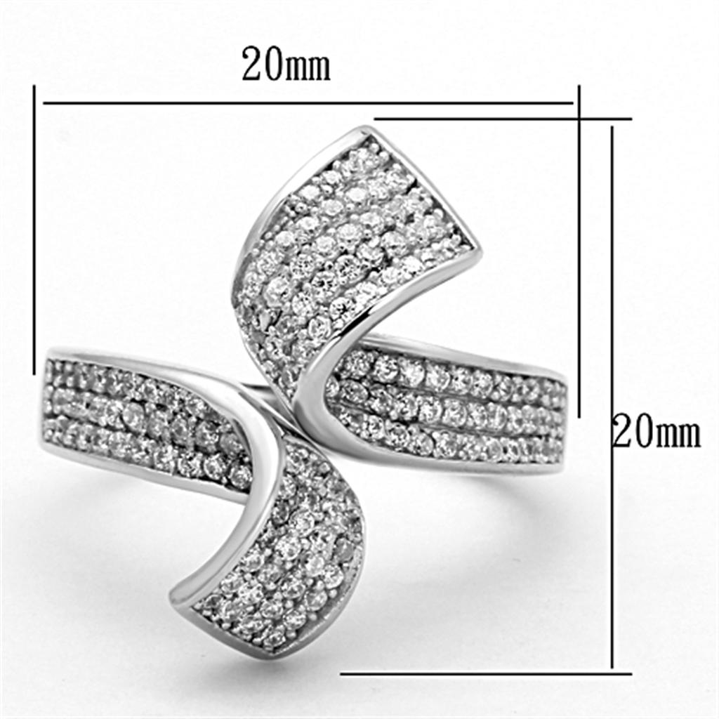 MATS150 - Rhodium 925 Sterling Silver Ring with AAA Grade CZ  in Clear