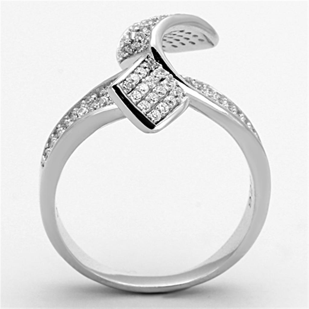 MATS150 - Rhodium 925 Sterling Silver Ring with AAA Grade CZ  in Clear