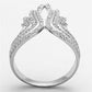 MATS151 - Rhodium 925 Sterling Silver Ring with AAA Grade CZ  in Clear