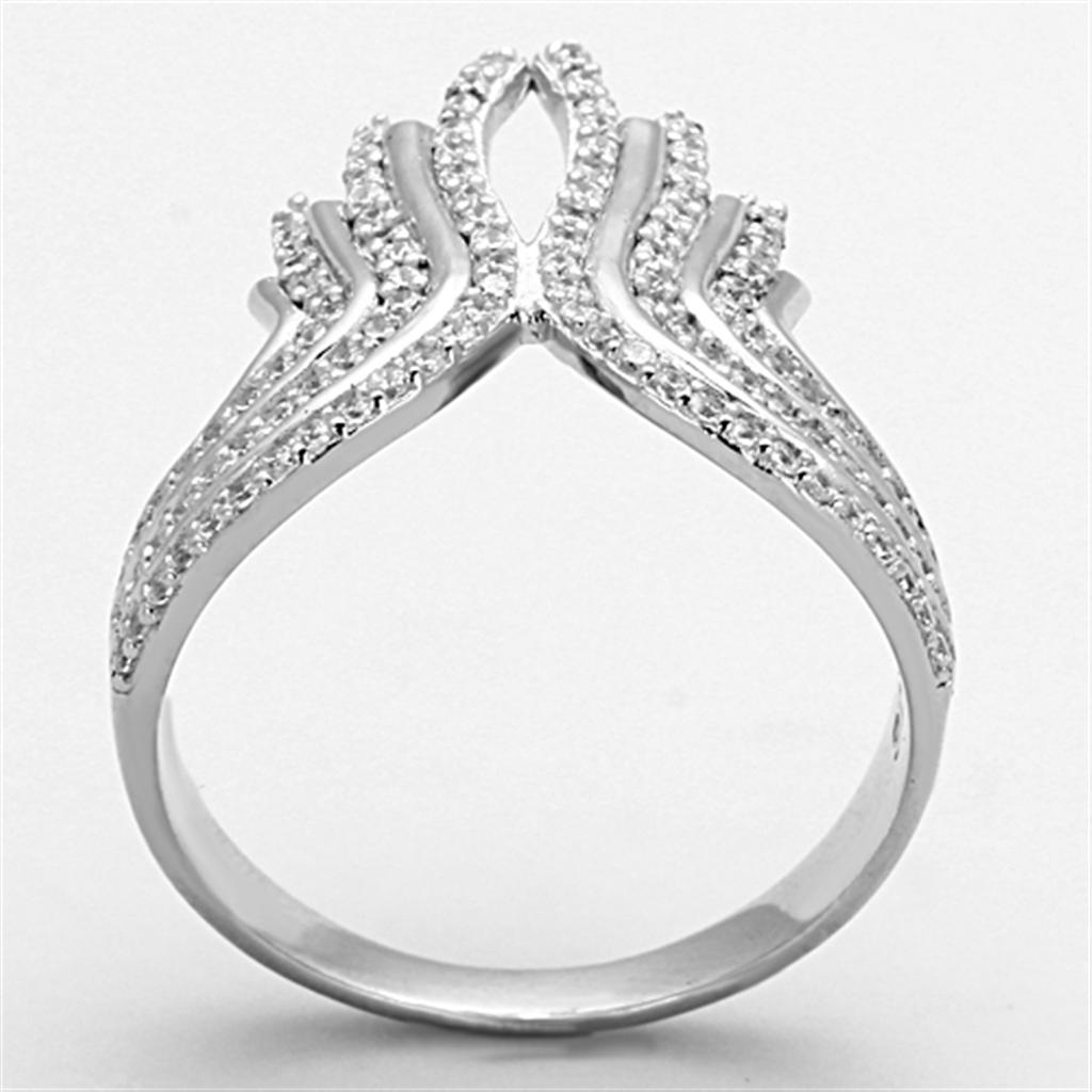 MATS151 - Rhodium 925 Sterling Silver Ring with AAA Grade CZ  in Clear