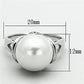 MATS154 - Rhodium 925 Sterling Silver Ring with Synthetic Pearl in White