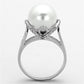 MATS154 - Rhodium 925 Sterling Silver Ring with Synthetic Pearl in White