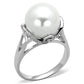 MATS154 - Rhodium 925 Sterling Silver Ring with Synthetic Pearl in White