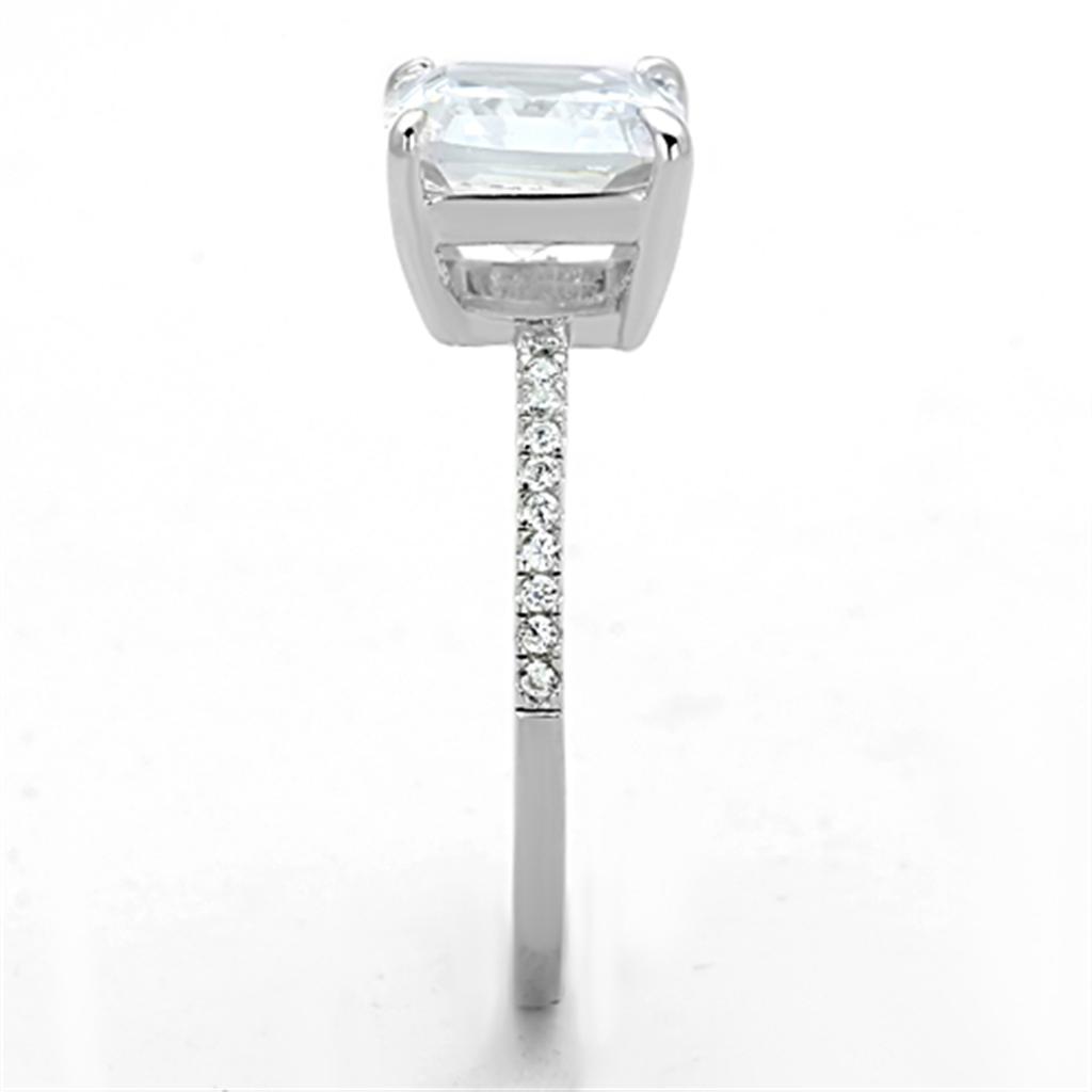 MATS155 - Rhodium 925 Sterling Silver Ring with Cubic  in Clear