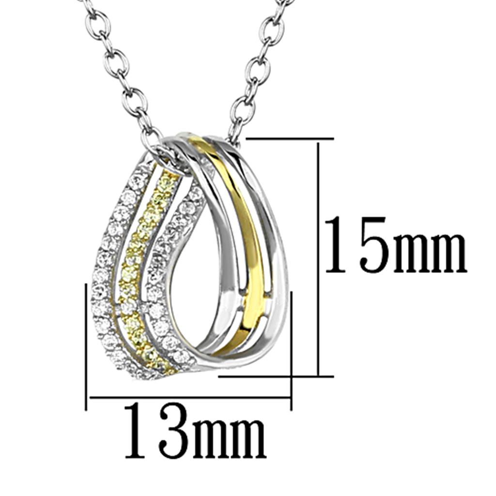 MATS157 - Gold+Rhodium 925 Sterling Silver Chain Pendant with AAA Grade CZ  in Topaz