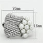MATS167 - Rhodium 925 Sterling Silver Ring with Synthetic Pearl in White
