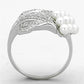 MATS167 - Rhodium 925 Sterling Silver Ring with Synthetic Pearl in White