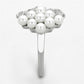 MATS167 - Rhodium 925 Sterling Silver Ring with Synthetic Pearl in White