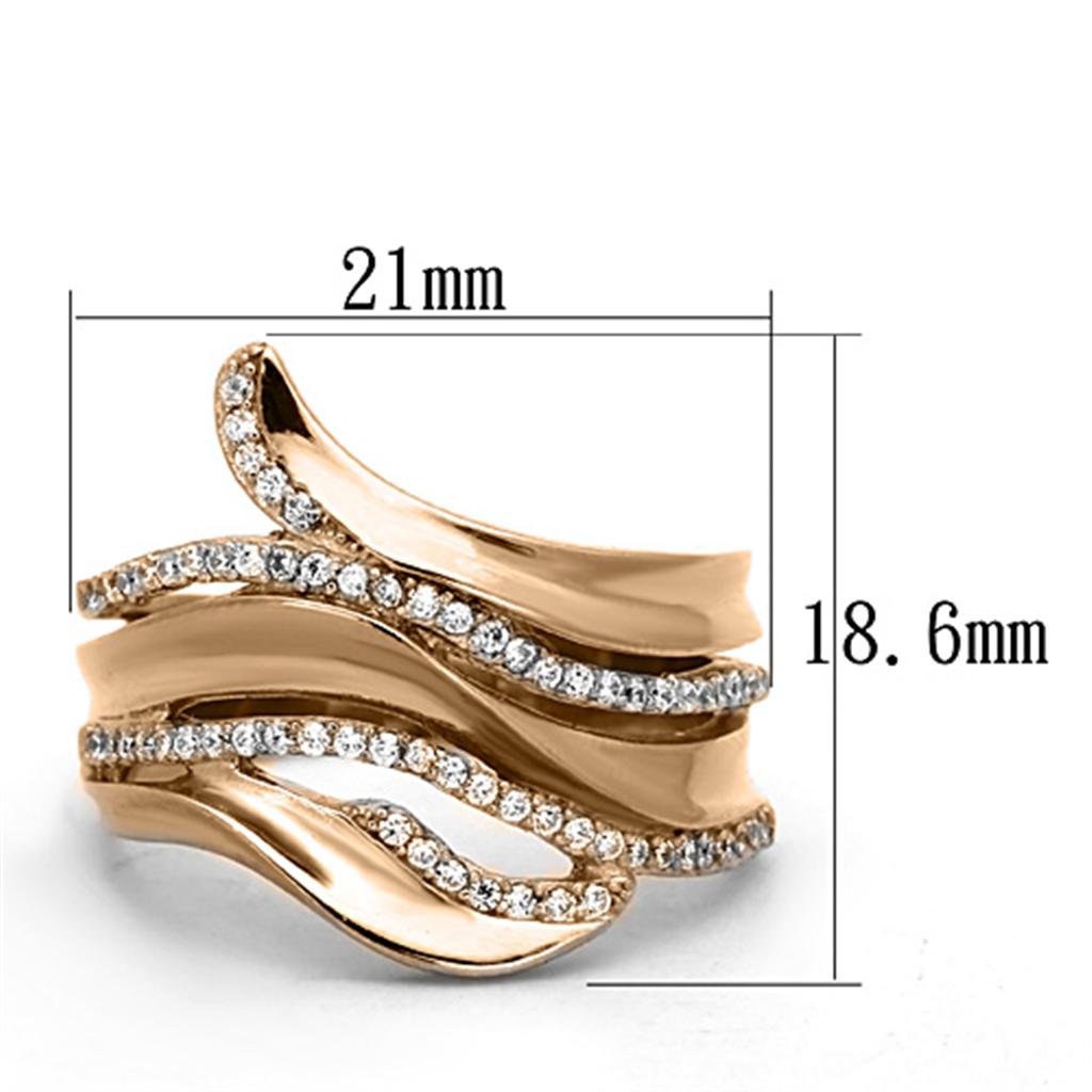 MATS168 - Rose Gold 925 Sterling Silver Ring with AAA Grade CZ  in Clear