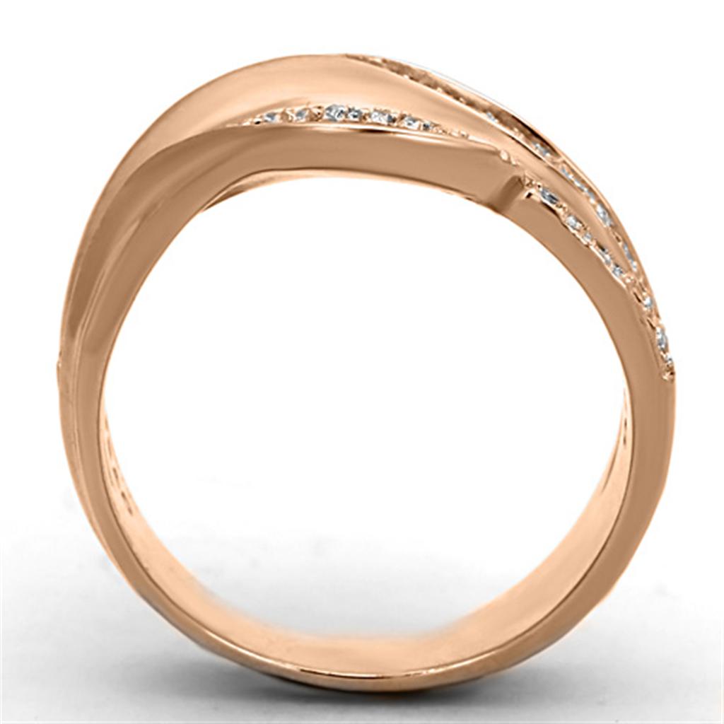 MATS168 - Rose Gold 925 Sterling Silver Ring with AAA Grade CZ  in Clear