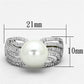 MATS169 - Rhodium 925 Sterling Silver Ring with Synthetic Pearl in White