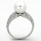 MATS169 - Rhodium 925 Sterling Silver Ring with Synthetic Pearl in White