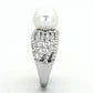 MATS169 - Rhodium 925 Sterling Silver Ring with Synthetic Pearl in White