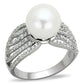 MATS169 - Rhodium 925 Sterling Silver Ring with Synthetic Pearl in White