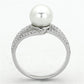 MATS170 - Rhodium 925 Sterling Silver Ring with Synthetic Pearl in White