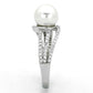 MATS170 - Rhodium 925 Sterling Silver Ring with Synthetic Pearl in White