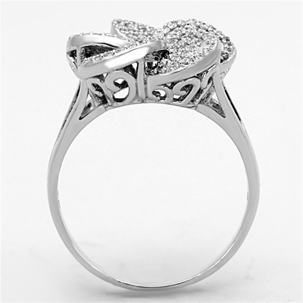 MATS171 - Rhodium 925 Sterling Silver Ring with AAA Grade CZ  in Clear