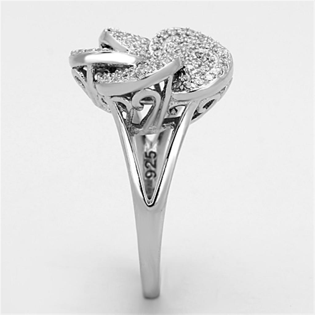 MATS171 - Rhodium 925 Sterling Silver Ring with AAA Grade CZ  in Clear
