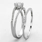MATS172 - Rhodium 925 Sterling Silver Ring with AAA Grade CZ  in Clear
