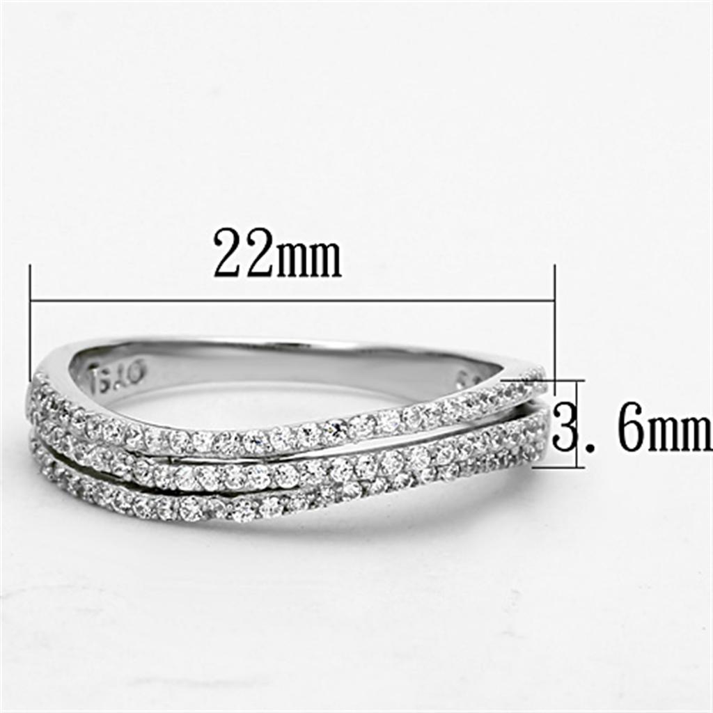 MATS173 - Rhodium 925 Sterling Silver Ring with AAA Grade CZ  in Clear