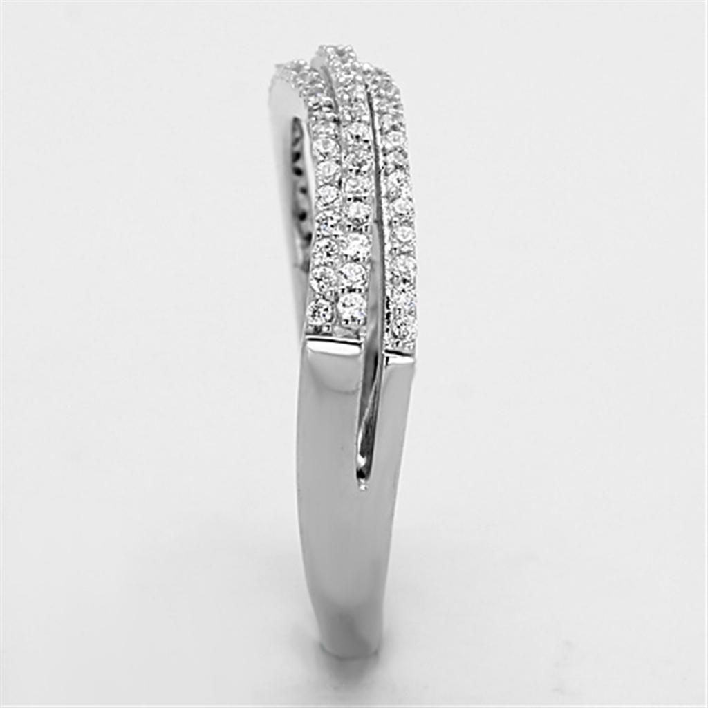 MATS173 - Rhodium 925 Sterling Silver Ring with AAA Grade CZ  in Clear