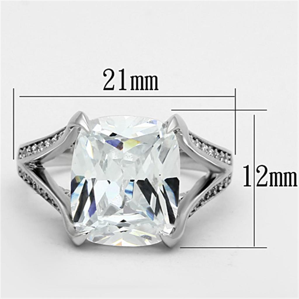 MATS174 - Rhodium 925 Sterling Silver Ring with AAA Grade CZ  in Clear